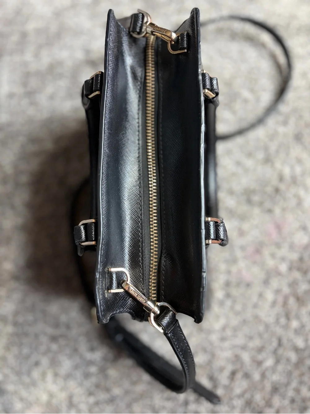 kate spade Black Saffiano Leather Mini Satchel with Gold Logo